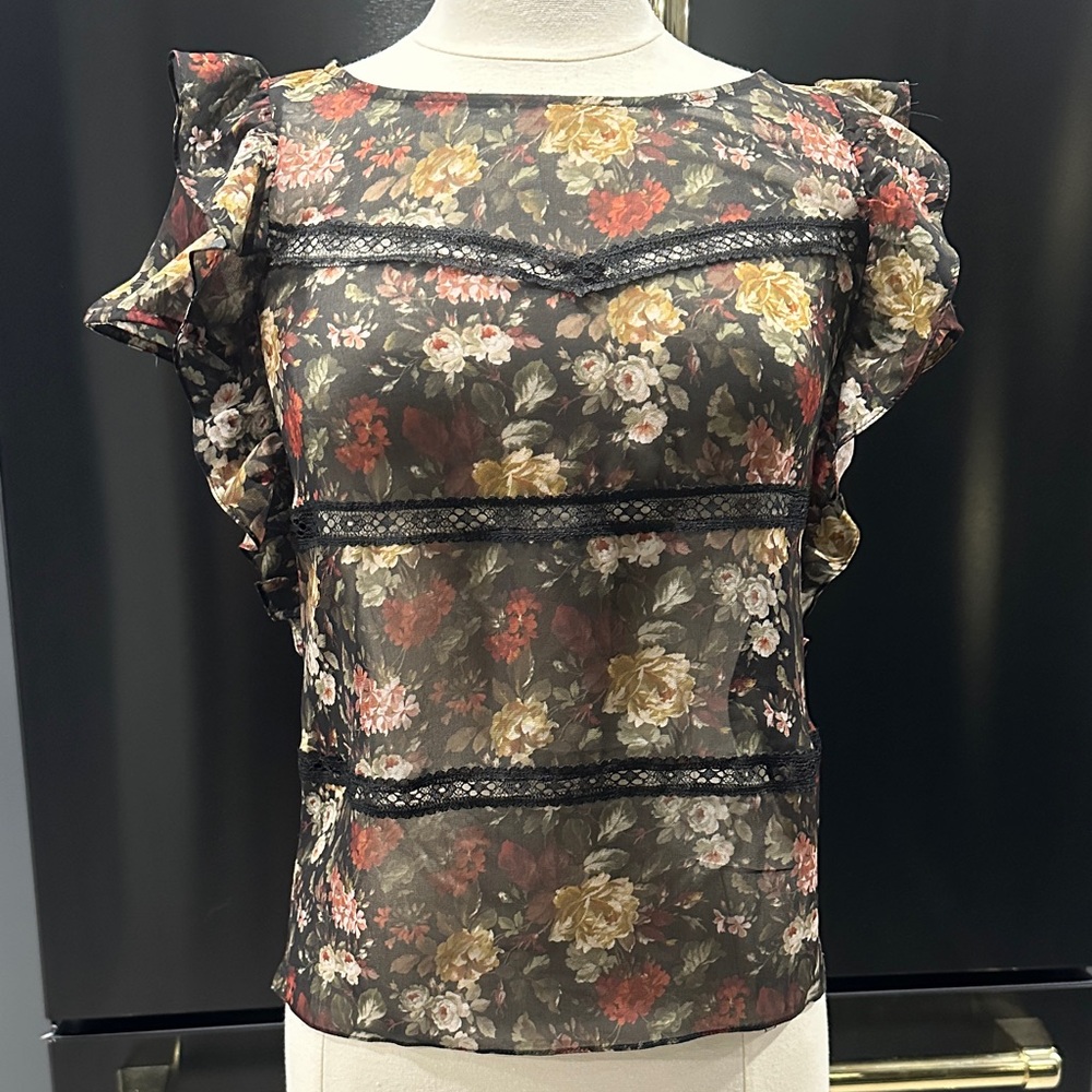 Floral Sheer Lace Insert Top